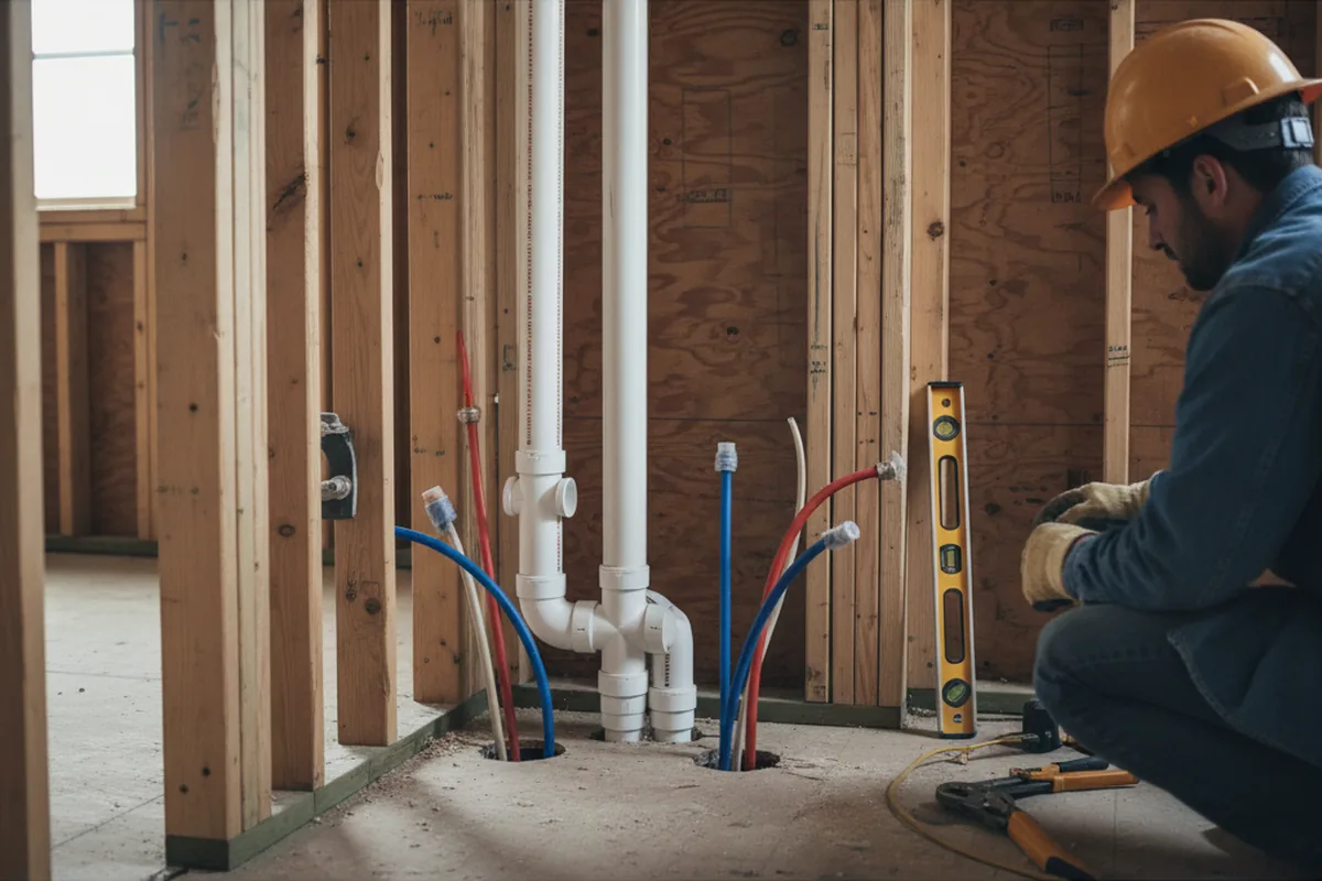 Drain and supply rough-in during Sump Pump Repair in Deerfield