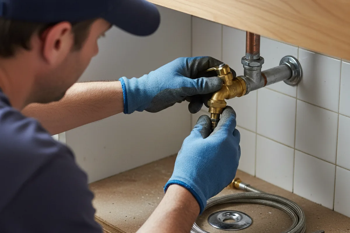 Shutoff valve and fitting work during Burst Pipe Repair in Deerfield